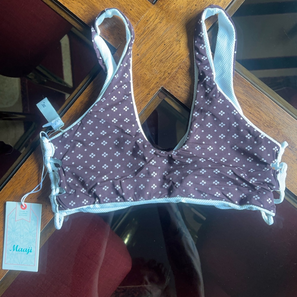 Maaji Brown and White Bikini Top
